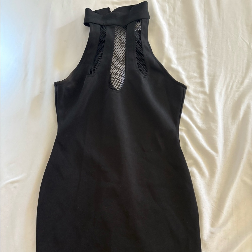 Forever 21 Black Mesh Detail Backless Dress